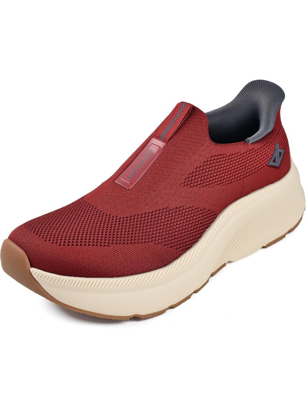 Men's Red Wide Toe Breathable Lacing Free Orthopedic Walking Sneaker